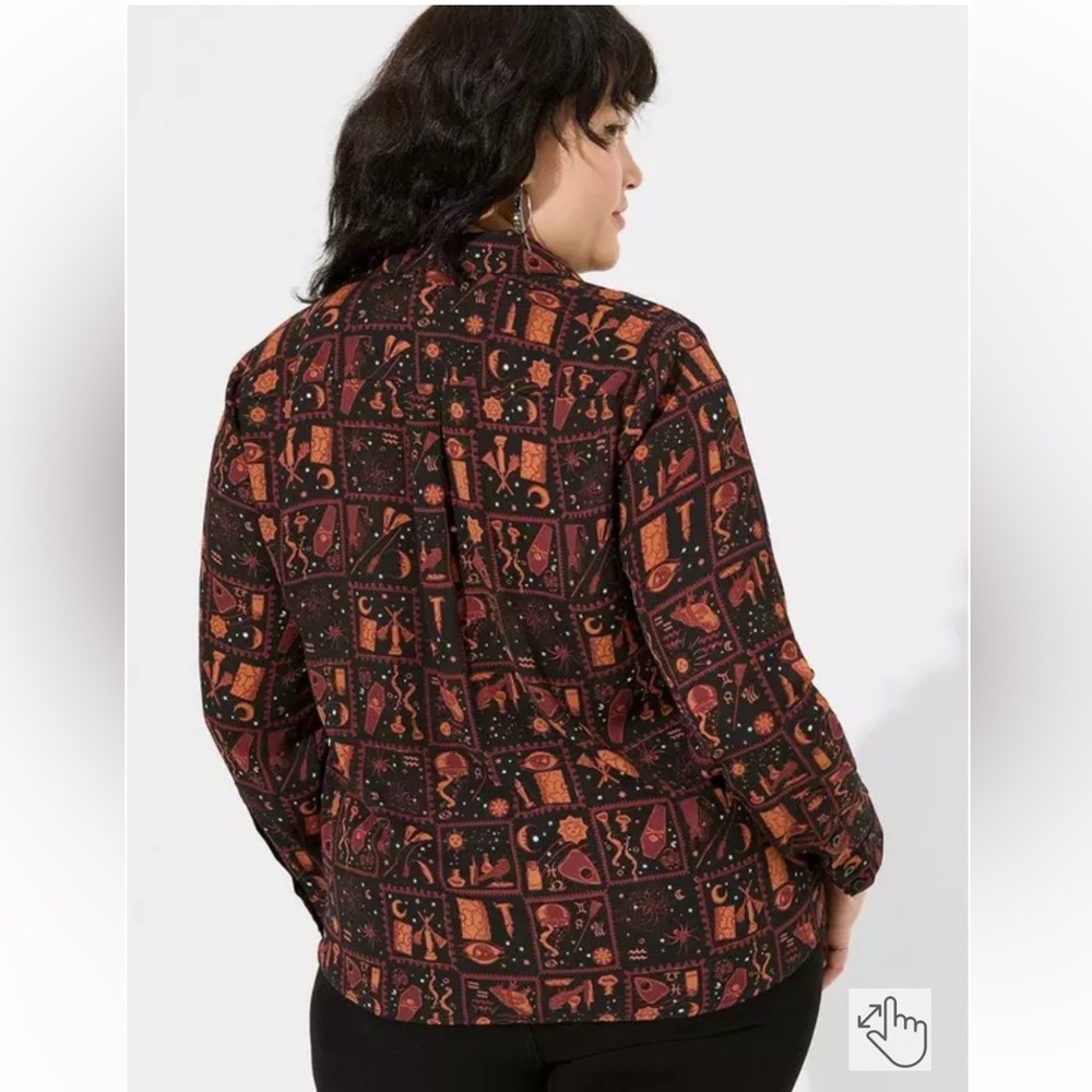 NWT Torrid Disney Hocus Pocus size 3X tie neck long sleeve blouse Halloween plus - Picture 4 of 12